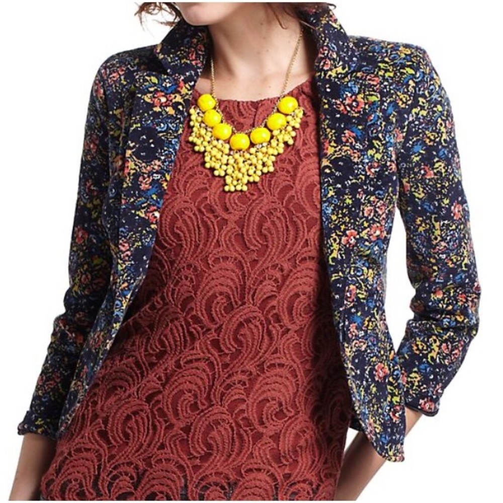 NWOT Anthropologie Corduroy Floral Blazer